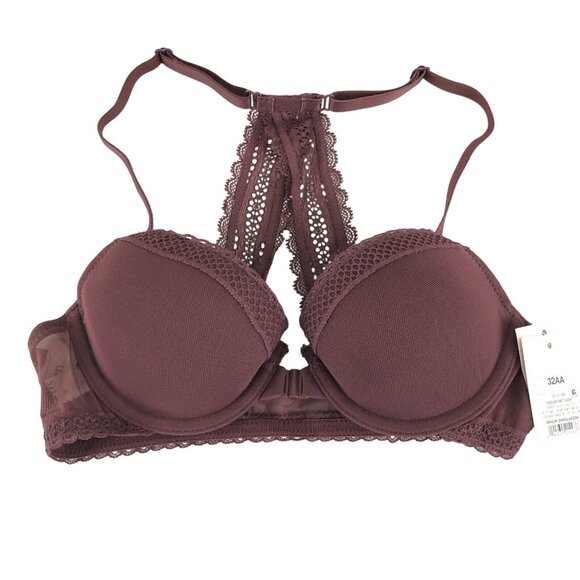 Auden Bra The Ace Demi Lightly Lined Racerback Front Closure Lace Burgundy 32AA - Picture 1 of 5